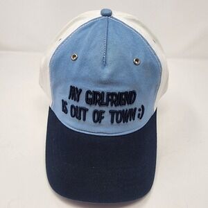 HYP My Girlfriend Is Out Of Town Hat OS Novelty Slogan Cotton Blue Y2K Hat